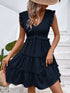 ruffled-v-neck-cap-sleeve-dress OhSoStyled - Sophia's Style in Dark Blue-3